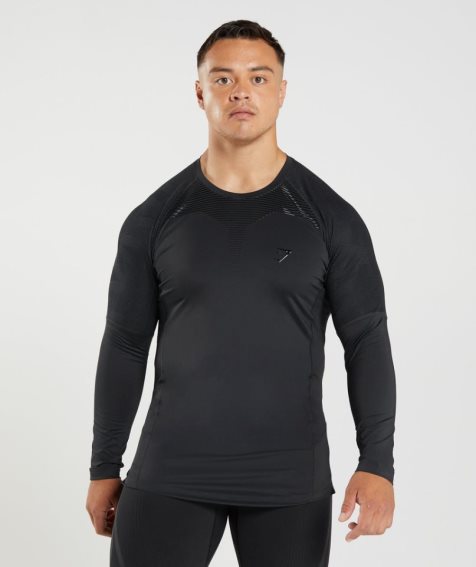 Gymshark 315 Long Sleeve T-shirts Herren Schwarz | 12689WFTN