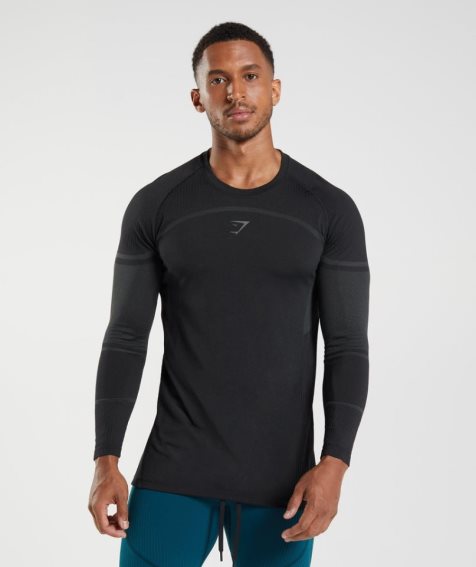 Gymshark 315 Long Sleeve T-shirts Herren Schwarz | 42158MNXV