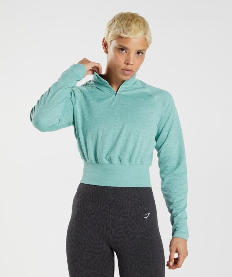 Gymshark 315 Long Sleeve Warmup Top Sweatshirts Damen Türkis | 10598BNLA