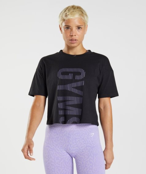 Gymshark 315 Midi T-shirts Damen Schwarz | 34216GVJI