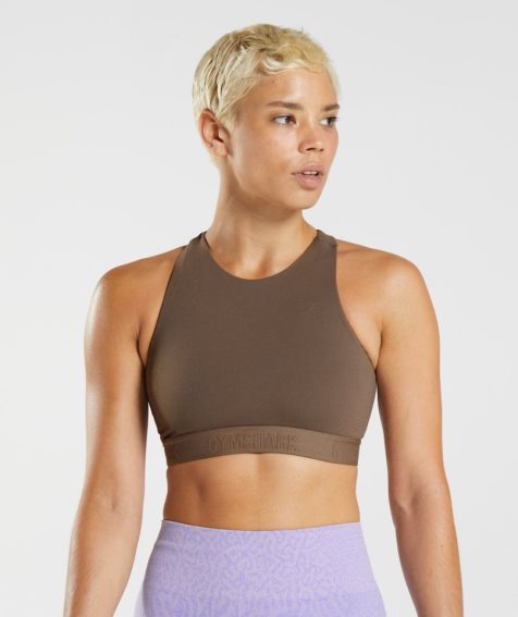 Gymshark 315 Performance High Neck Sport Bh Damen Dunkelbraun | 75041FXHE