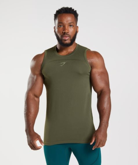 Gymshark 315 Seamless Muskelshirt Herren Olivgrün | 03214FHTW