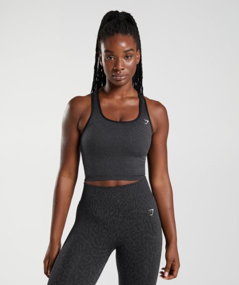 Gymshark Adapt Animal Seamless Crop Muskelshirt Damen Schwarz | 65082DTVM