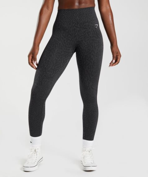 Gymshark Adapt Animal Seamless Leggings Damen Schwarz | 46709PNIO