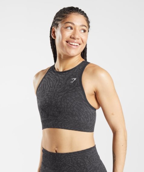 Gymshark Adapt Animal Seamless Sport Bh Damen Schwarz | 62147GRLK