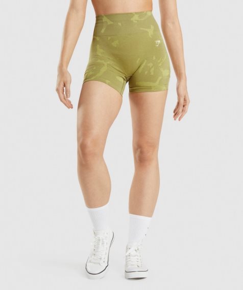 Gymshark Adapt Camo Seamless Kurze Hose Damen Olivgrün | 60438MIVS