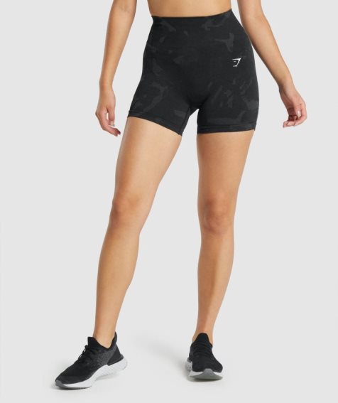 Gymshark Adapt Camo Seamless Kurze Hose Damen Schwarz | 68241OPZT