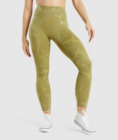 Gymshark Adapt Camo Seamless Leggings Damen Olivgrün | 94281QAOT