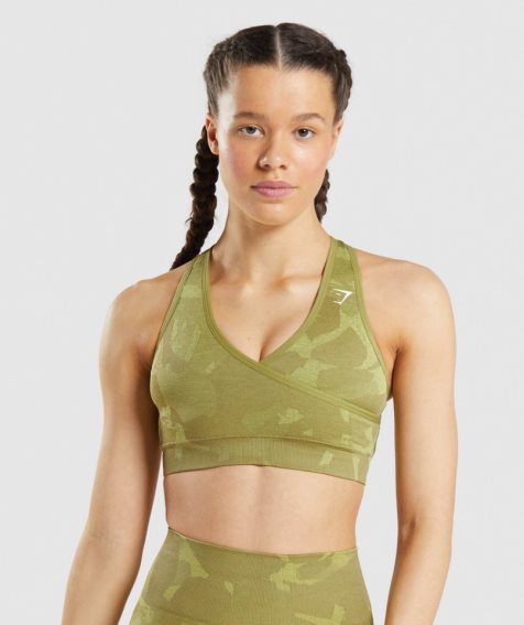 Gymshark Adapt Camo Seamless Sport Bh Damen Grün | 25176XJIP