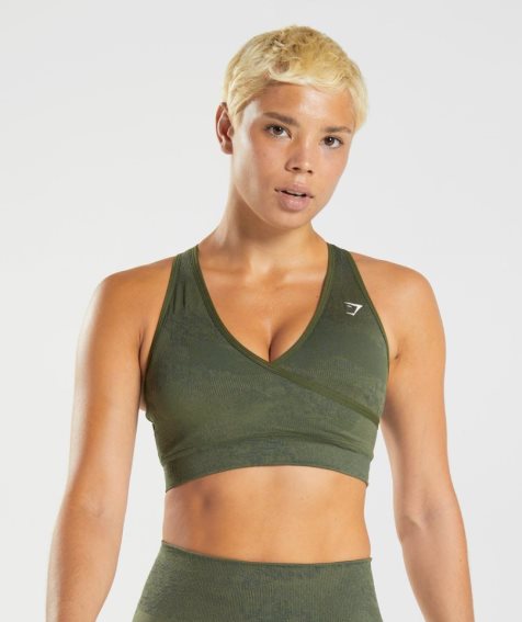 Gymshark Adapt Camo Seamless Sport Bh Damen Olivgrün | 37541PUNC