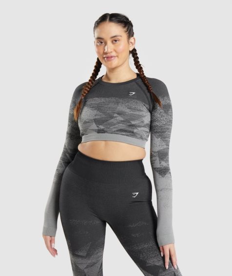 Gymshark Adapt Ombre Kurz Geschnittene Oberteile Damen Grau | 79304QCAH