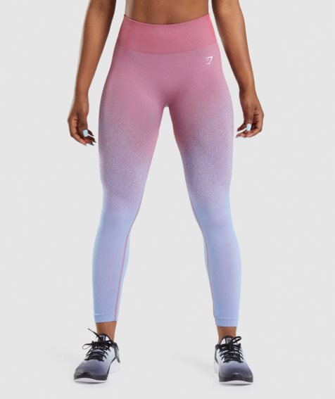 Gymshark Adapt Ombre Seamless Leggings Damen Rosa Hellblau | 03462NSZD