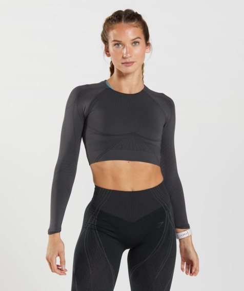 Gymshark Apex Seamless Kurz Geschnittene Oberteile Damen Schwarz | 79014DPRL