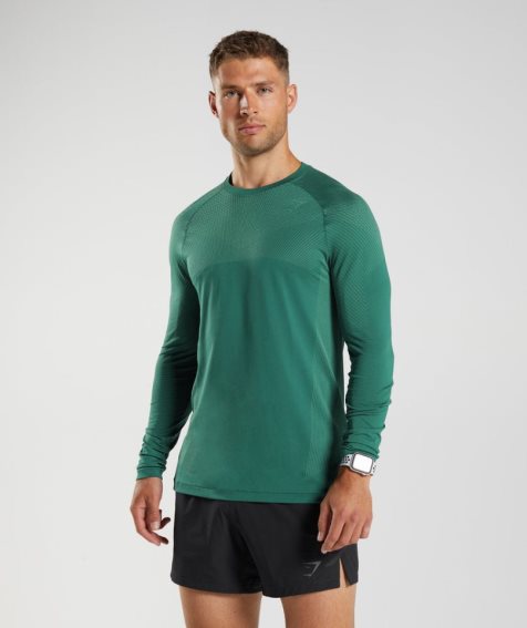 Gymshark Apex Seamless Long Sleeve T-shirts Herren Grün | 19205UPKX