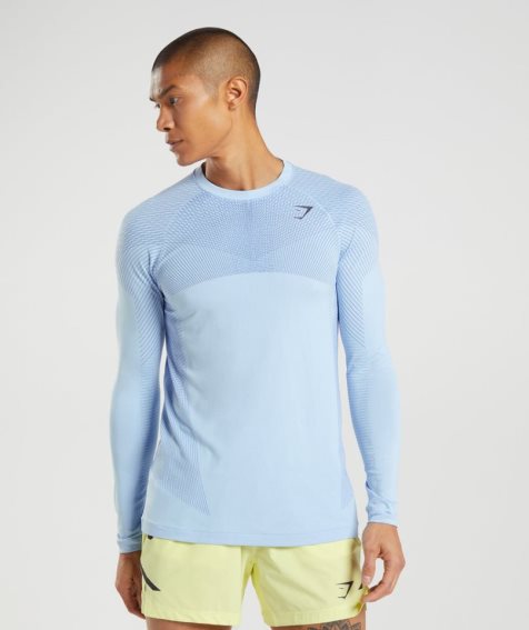 Gymshark Apex Seamless Long Sleeve T-shirts Herren Hellblau | 53968RSIK