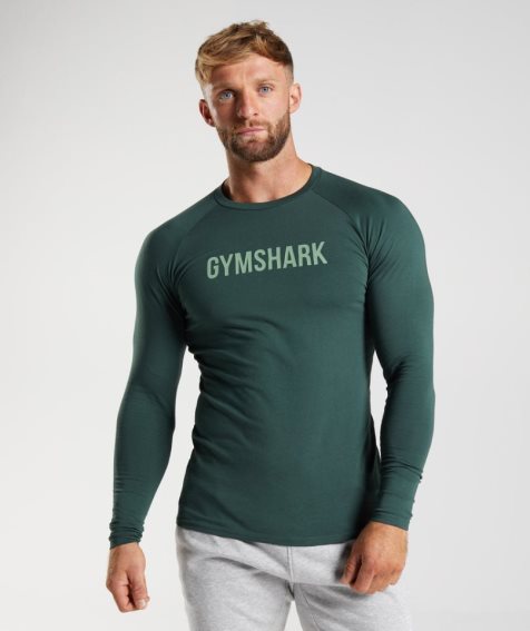 Gymshark Apollo Long Sleeve T-shirts Herren Grün | 46307ZISP