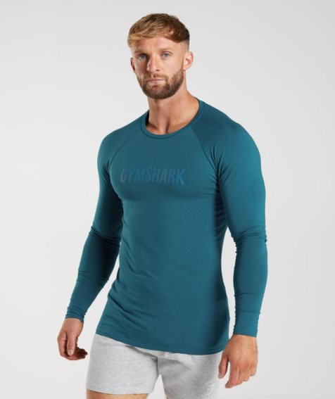 Gymshark Apollo Long Sleeve T-shirts Herren Blau | 84325VBGY