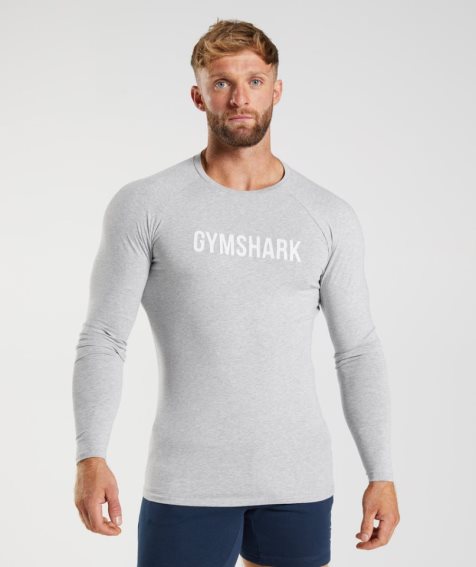 Gymshark Apollo Long Sleeve T-shirts Herren Hellgrau | 89541ROZF