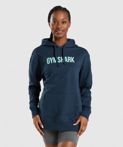 Gymshark Apollo Oversized Hoodie Damen Navy | 82671FMOT