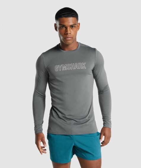 Gymshark Arrival Long Sleeve Graphic T-shirts Herren Grau | 24358WMOT