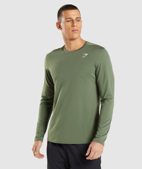 Gymshark Arrival Long Sleeve T-shirts Herren Olivgrün | 06597DCUX