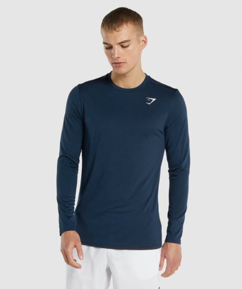 Gymshark Arrival Long Sleeve T-shirts Herren Navy | 15829SMUN