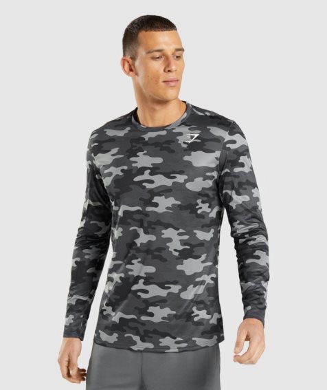 Gymshark Arrival Long Sleeve T-shirts Herren Camouflage | 69821XZIH