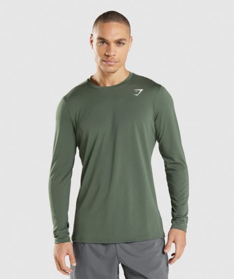 Gymshark Arrival Long Sleeve T-shirts Herren Grün | 73601NMJU