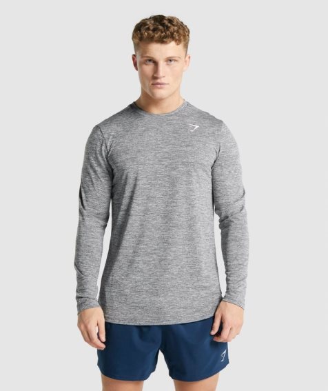 Gymshark Arrival Marl Long Sleeve T-shirts Herren Grau | 09473BGUN