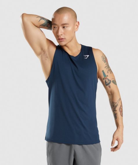 Gymshark Arrival Muskelshirt Herren Navy | 67340RVCI