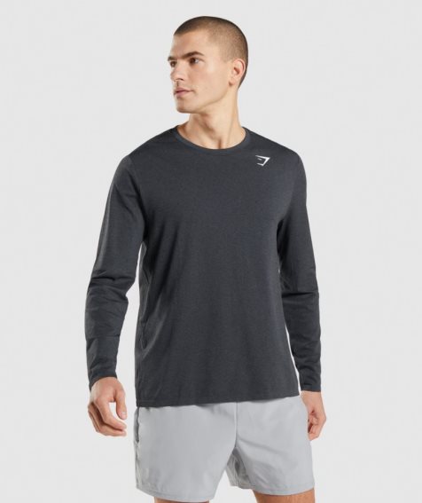 Gymshark Arrival Seamless Long Sleeve T-shirts Herren Schwarz | 52837CYBJ