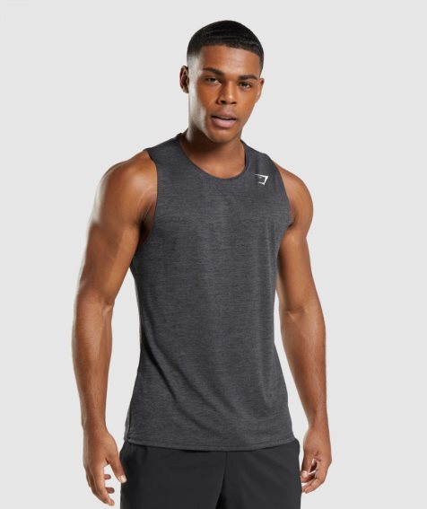 Gymshark Arrival Slim Marl Muskelshirt Herren Schwarz | 23460FOLM