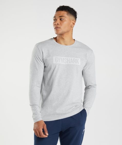 Gymshark Block Long Sleeve T-shirts Herren Hellgrau | 91706ZVJU