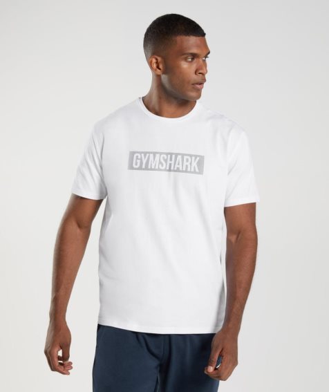 Gymshark Block T-shirts Herren Weiß | 09368DVOL