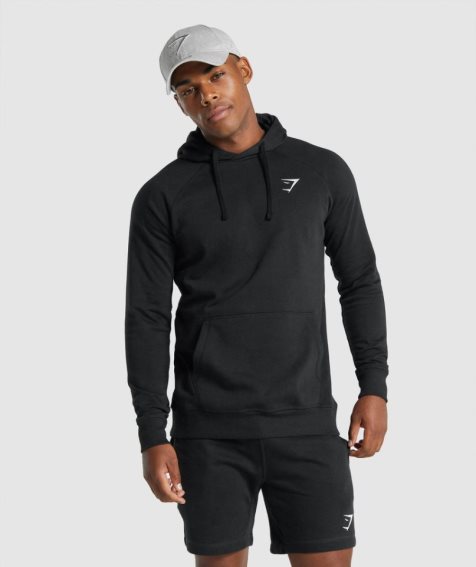 Gymshark Crest Hoodie Herren Schwarz | 73125JENK