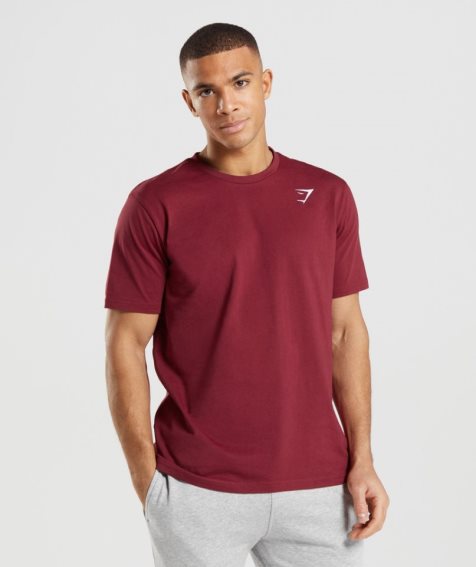 Gymshark Crest T-shirts Herren Bordeaux | 91745FJWE