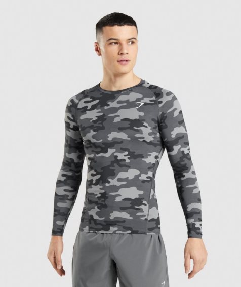 Gymshark Element Baselayer Long Sleeve Top T-shirts Herren Camouflage | 19542IUEB