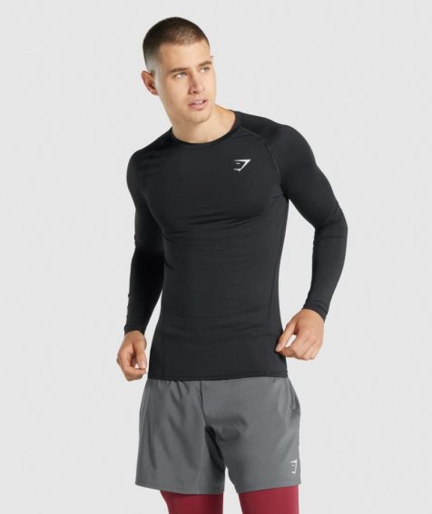 Gymshark Element Baselayer Long Sleeve T-shirts Herren Schwarz | 73069FCVA