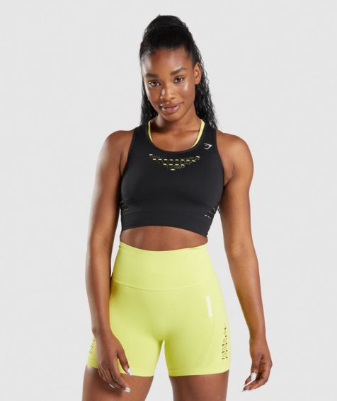 Gymshark Energy Seamless Kurz Geschnittene Oberteile Damen Schwarz | 08567DAYK