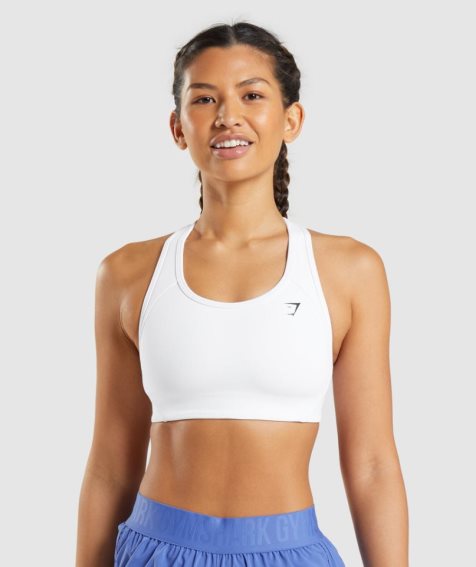 Gymshark Essential Racer Back Sport Bh Damen Weiß | 71462ZARQ