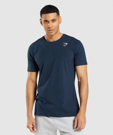 Gymshark Essential T-shirts Herren Navy | 75016PDRU