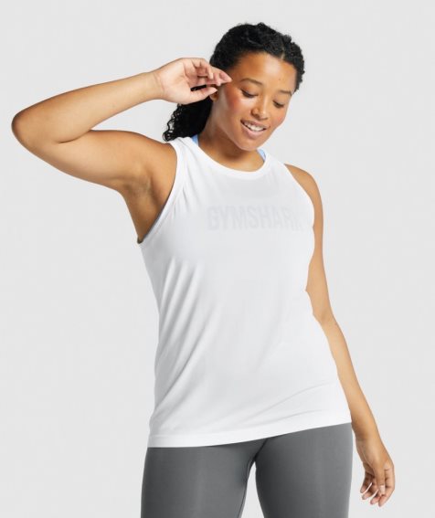 Gymshark Fit Seamless Loose Muskelshirt Damen Weiß | 89240FZDC