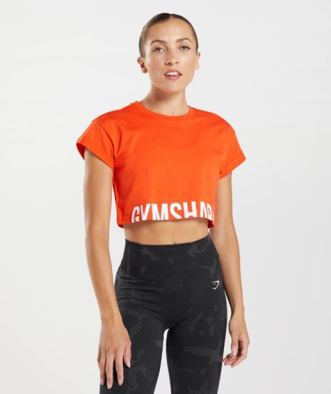 Gymshark Fraction Kurz Geschnittene Oberteile Damen Orange | 68372DVOY