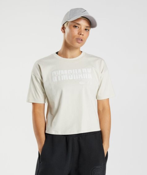 Gymshark GS10 Year Midi Kurz Geschnittene Oberteile Damen Weiß | 80345HKQE