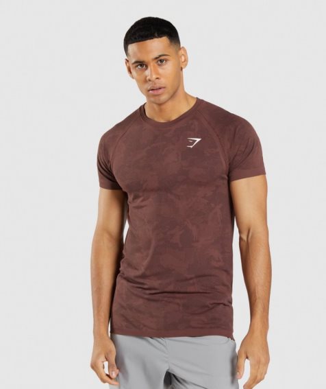 Gymshark Geo Seamless T-shirts Herren Braun | 80417QNCX