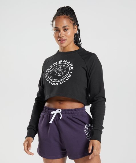 Gymshark Legacy Cropped Sweatshirts Damen Schwarz | 64185LCBW