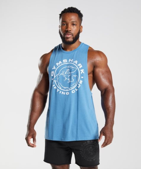 Gymshark Legacy Drop Arm Muskelshirt Herren Blau | 54087TLRG