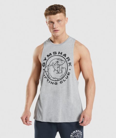 Gymshark Legacy Drop Arm Muskelshirt Herren Hellgrau | 92653LWXO