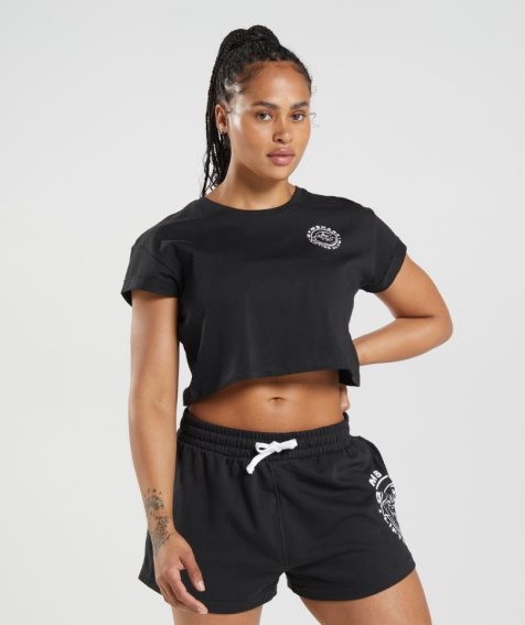 Gymshark Legacy Kurz Geschnittene Oberteile Damen Schwarz | 24168AHSB