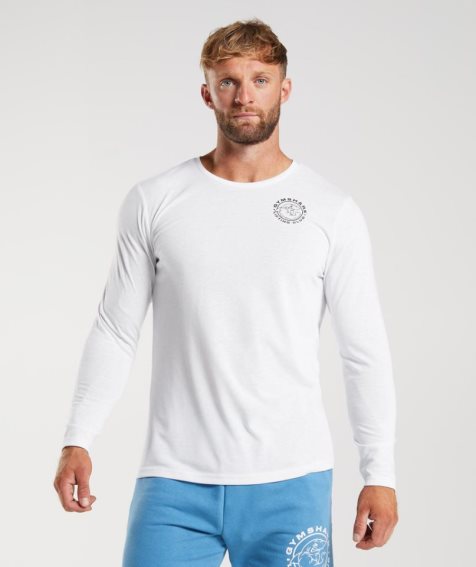 Gymshark Legacy Long Sleeve T-shirts Herren Weiß | 38061SHOA